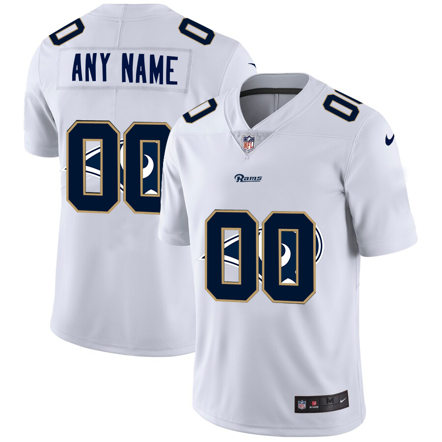 Wholesale Los Angeles Rams Custom White Men Nike Team Logo Dual Overlap Limited NFL Jersey